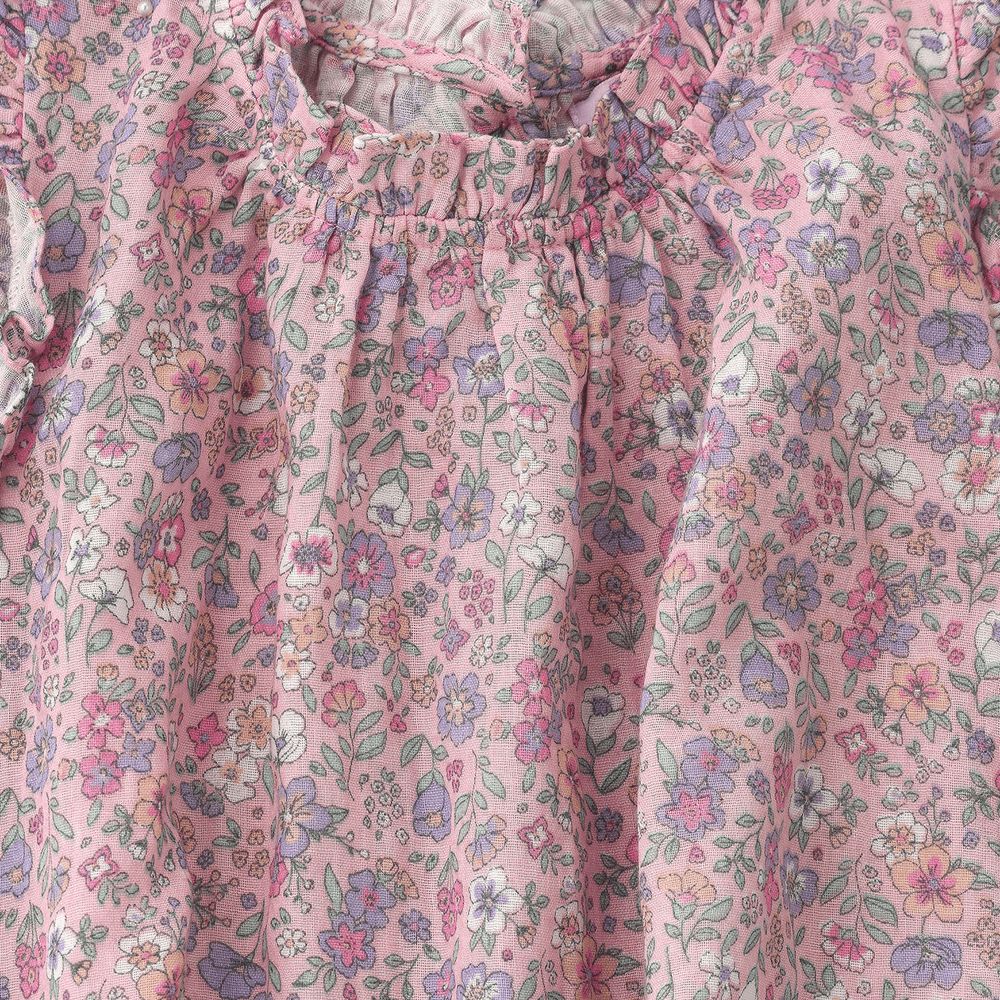 Jelliene - Girls' Double Layer Floral Dress - Pink