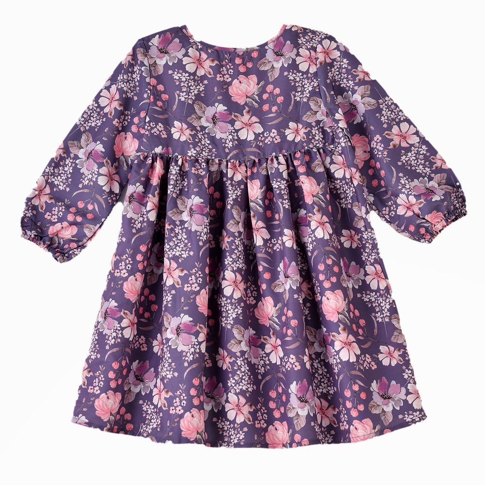 Jelliene - Twirling Through Summer Girls' Viscose Floral Sundress - Purple