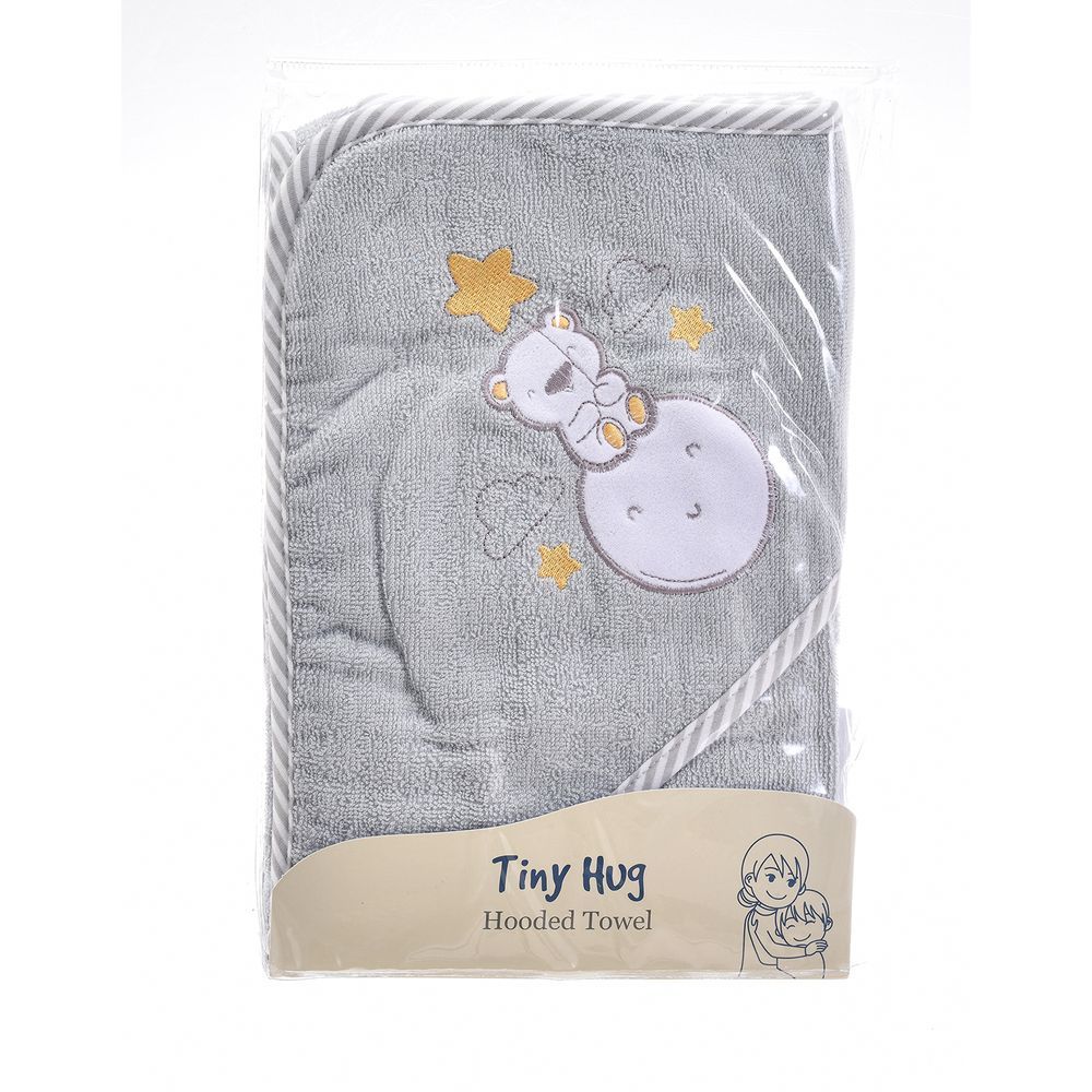 Tiny Hug - Adorable Hooded Towel - Grey