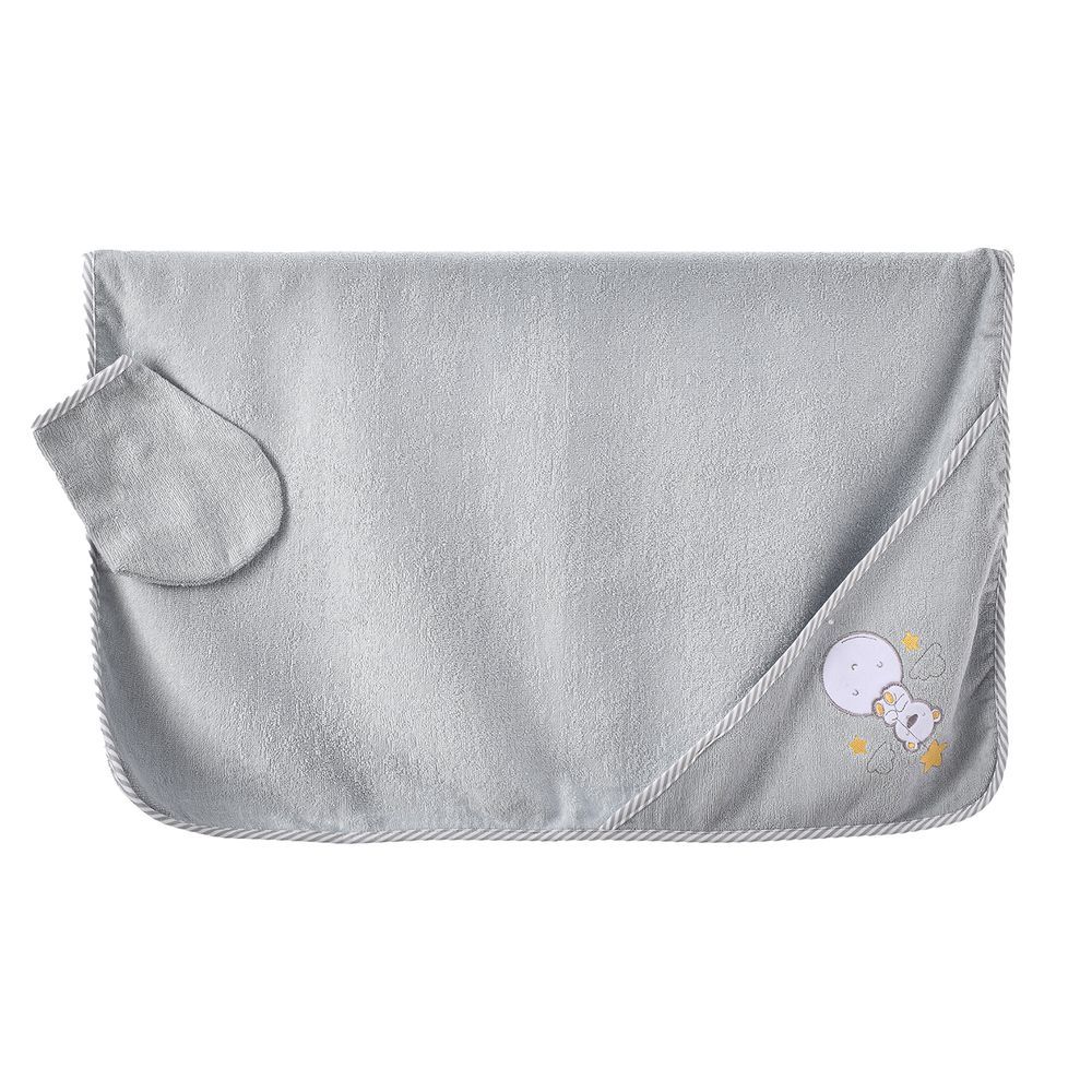 Tiny Hug - Adorable Hooded Towel - Grey