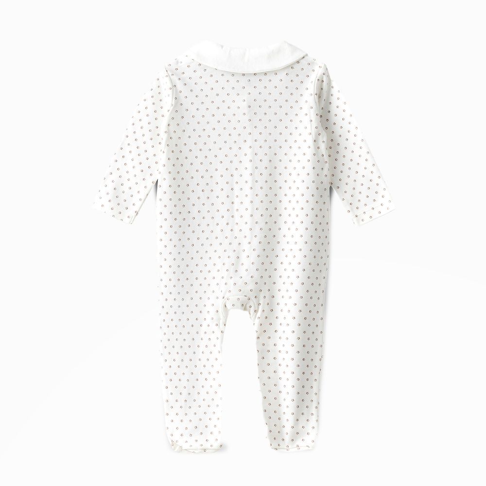 Tiny Hug - Baby Boys' Cotton Knit Sleepsuit - Beige Heart