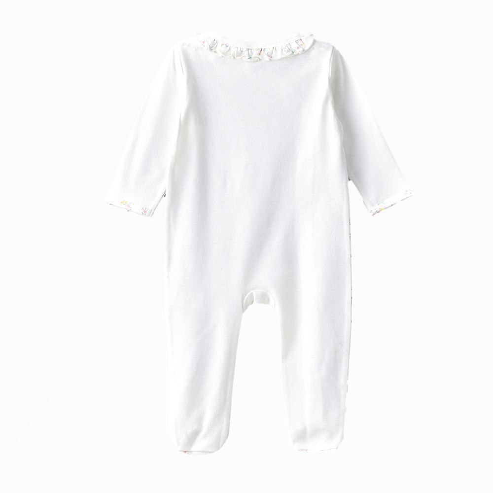 Tiny Hug - Baby Girls' Cotton Knit Sleepsuit - White