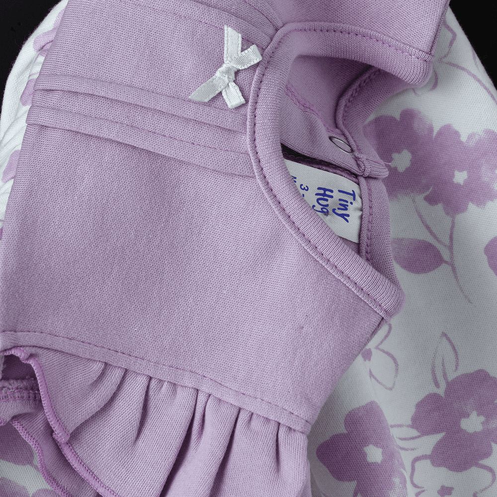 Tiny Hug - Soft Knit Cotton Baby Girl Dress - Purple