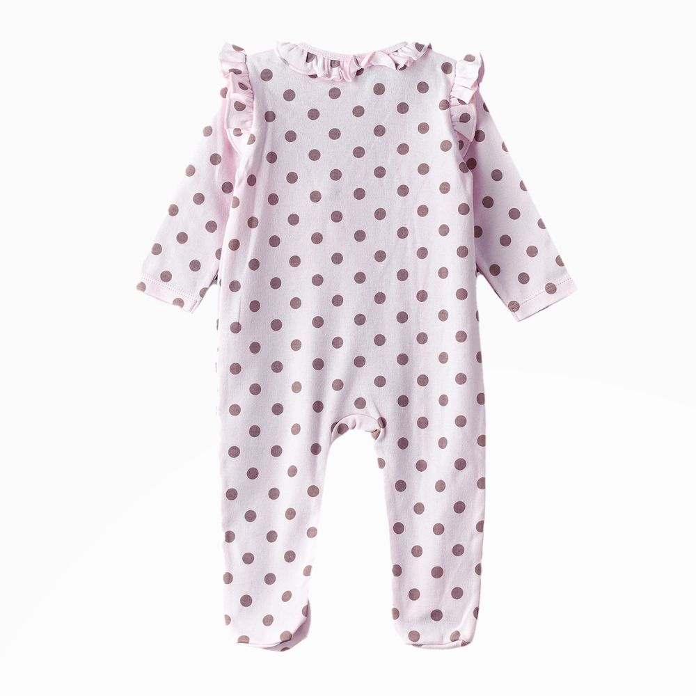 Tiny Hug - Baby Girls' Cotton Knit Sleepsuit - Polka Dot Pink