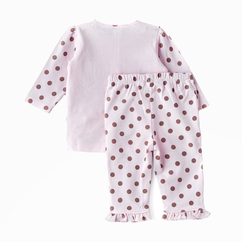 Tiny Hug - Baby Girls' 2-Piece Cotton Knit Set - Pink/Brown