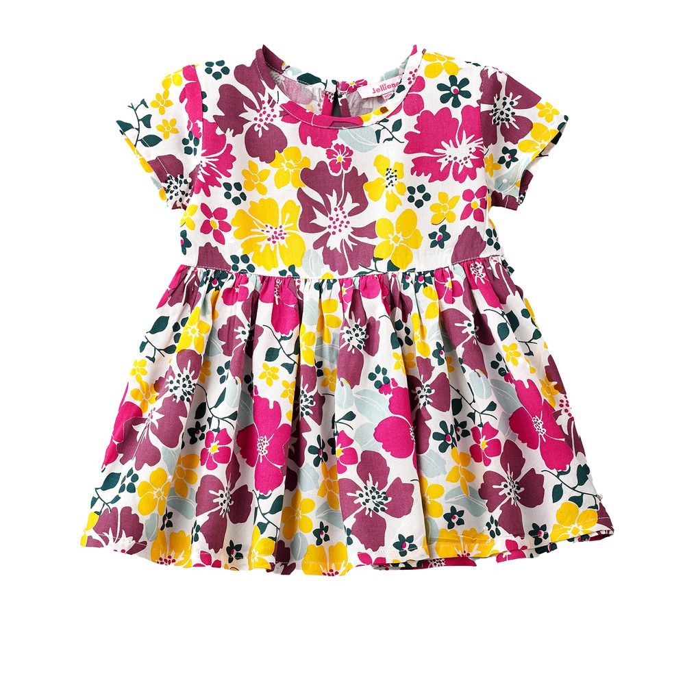 Jelliene - Colorful Floral Print Viscose Dress For Infant Girls