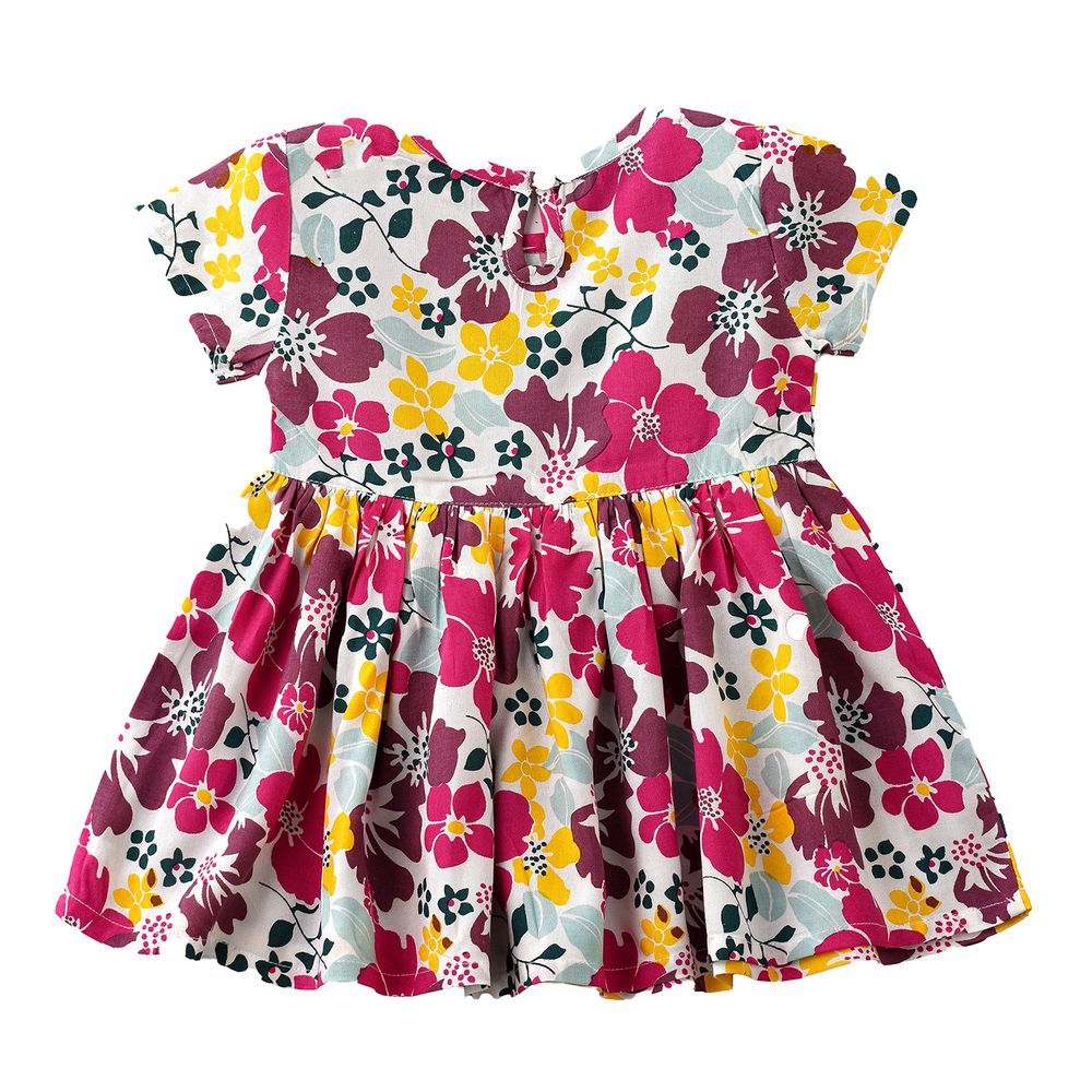 Jelliene - Colorful Floral Print Viscose Dress For Infant Girls