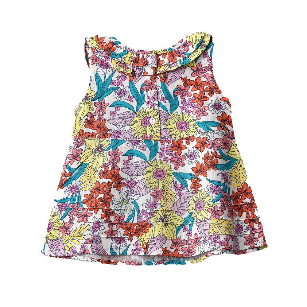 Jelliene - Tropical Floral Viscose Sleeveless Top For Infant Girls