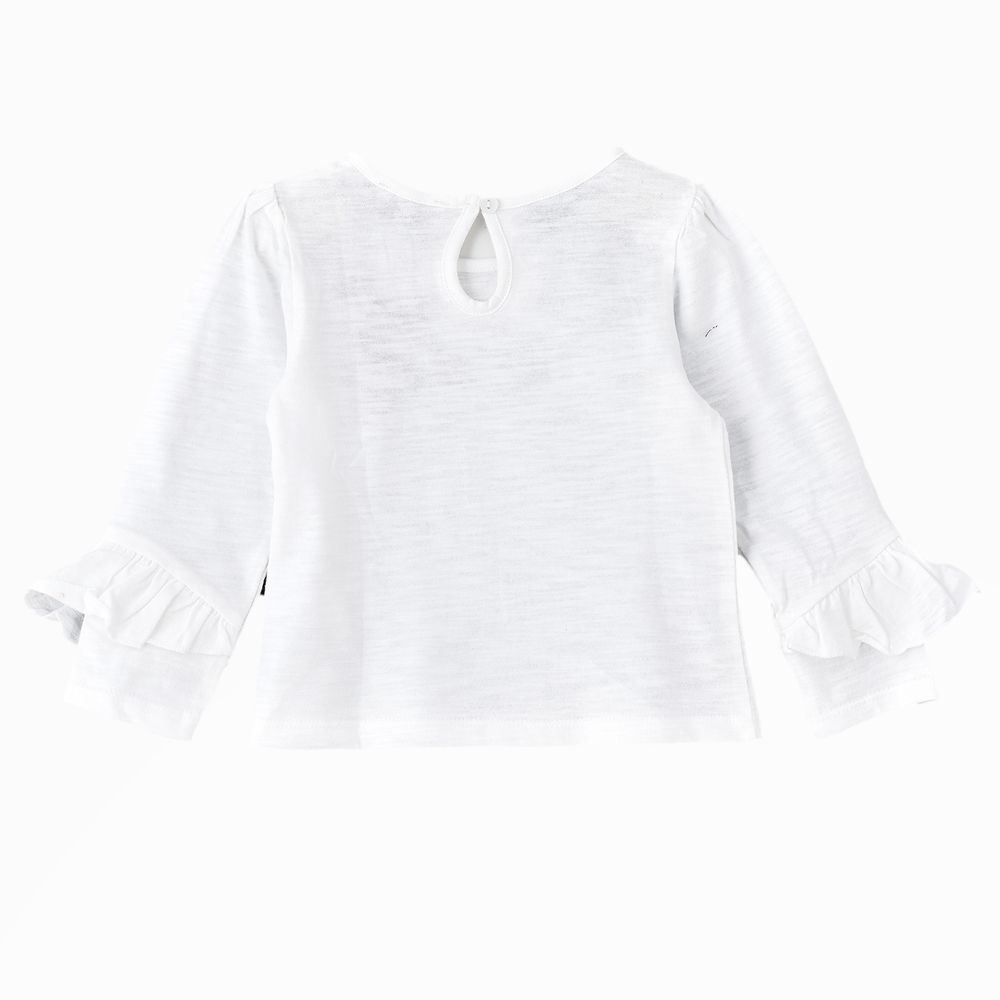 Jelliene - Cozy Knit Long Sleeve T-Shirt for Girls - White