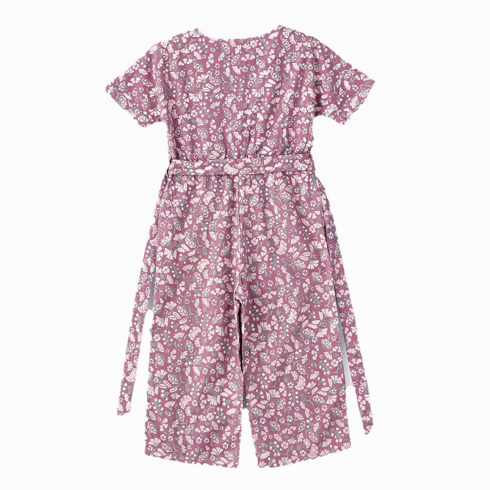 Jelliene - Blooming Fun: Girls' Viscose Jumpsuit - Floral Print