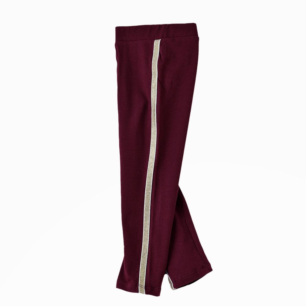 Jelliene - Girls' Stretchy Comfort Knitted Leggings - Maroon