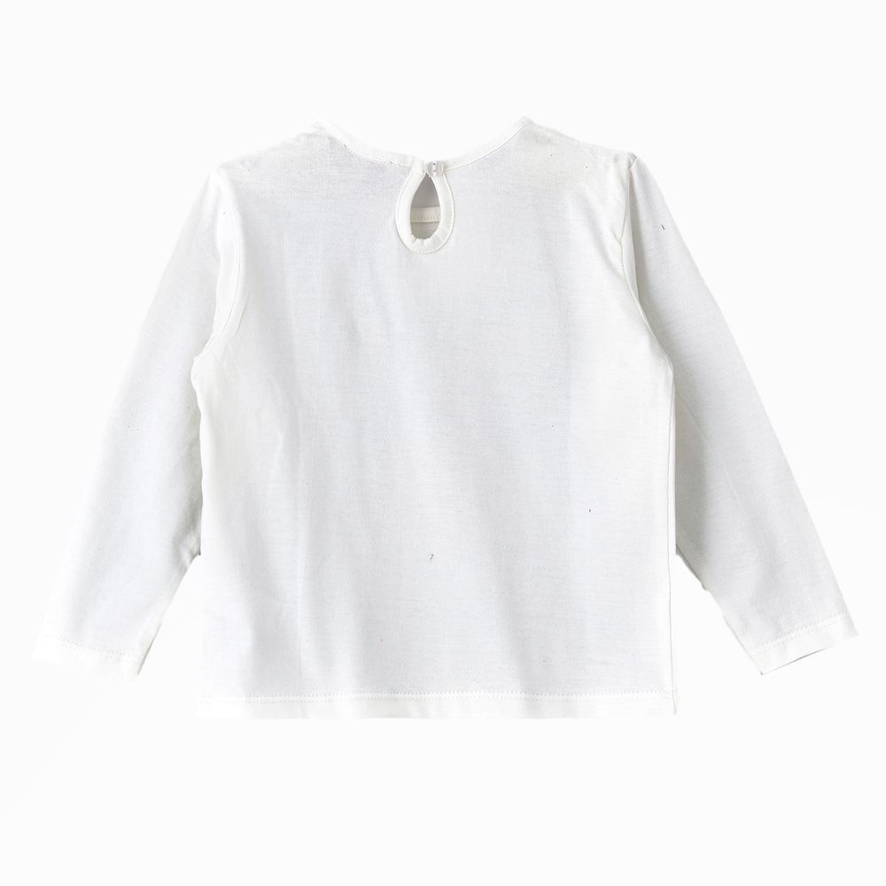 Jelliene - Cozy Knit Long Sleeve T-Shirt For Girls - White