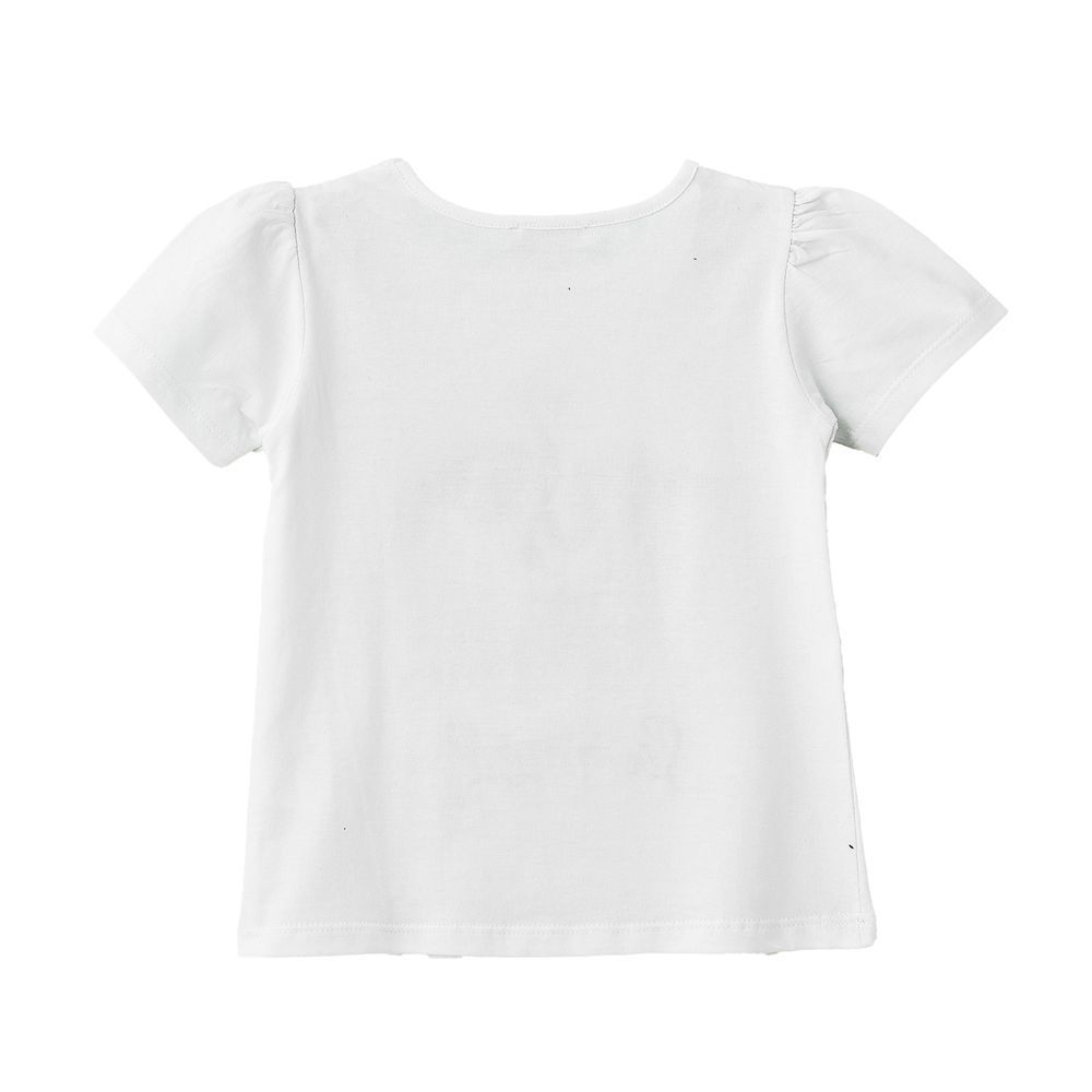 Jelliene - Girl's Hello Summer Flamingo Cotton Tee - White