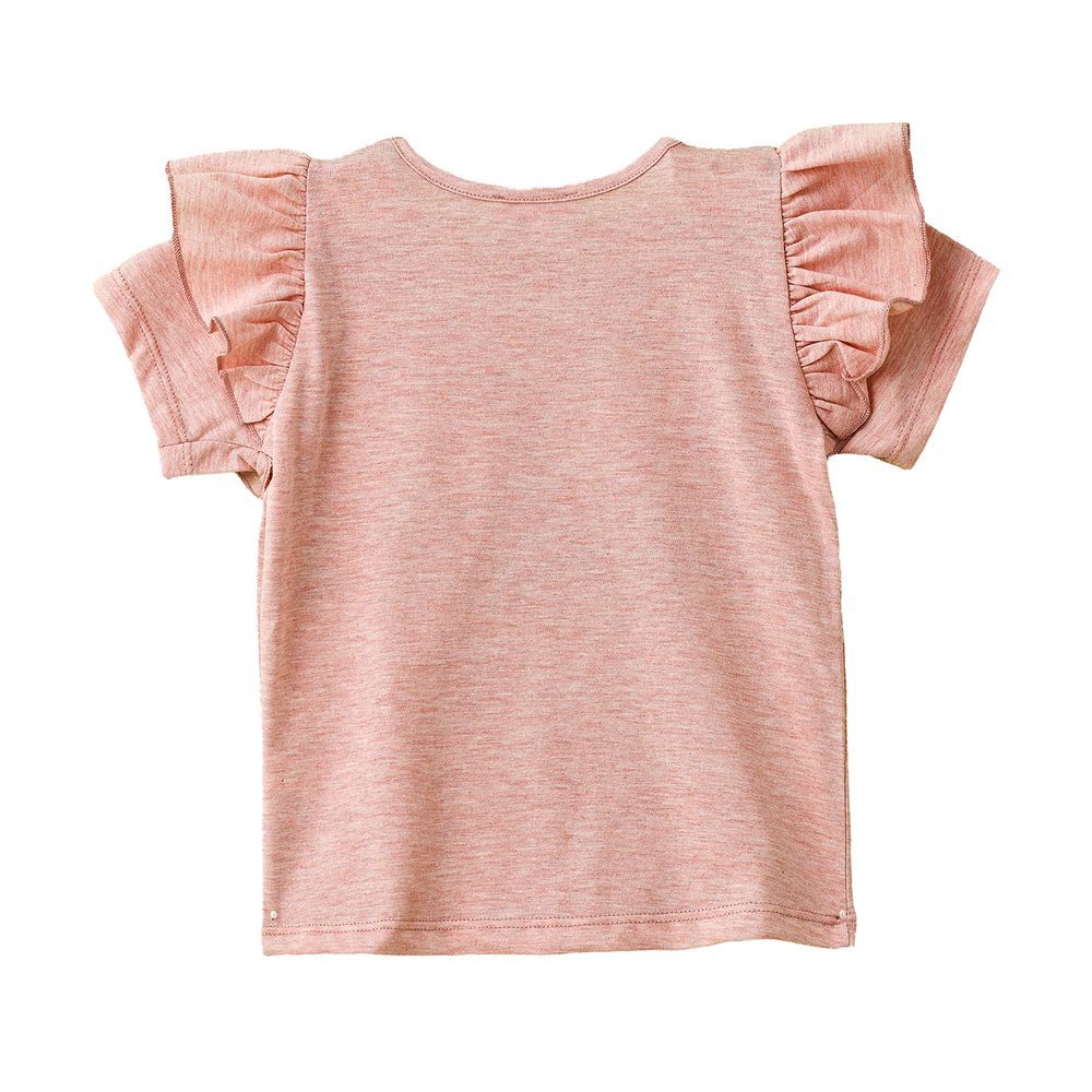 Jelliene - Girl's Tropical Vacation Mode Cotton Tee - Pink