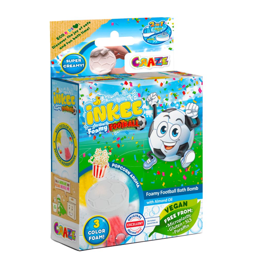 Craze - Inkee Foamy Football Bath Bomb With Almond Oil & Playful Popcorn Aroma