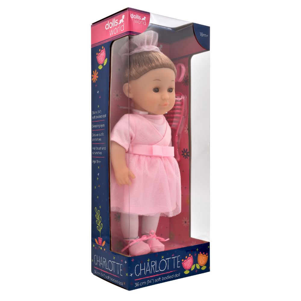 Dollsworld - Charlotte Doll With Hair Accessories - Pink/White - 14-Inch