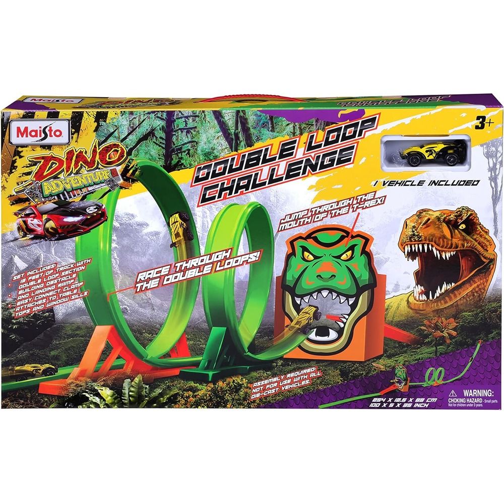 Maisto - Dino Adventure Double Loop Track With Car - Style May Vary