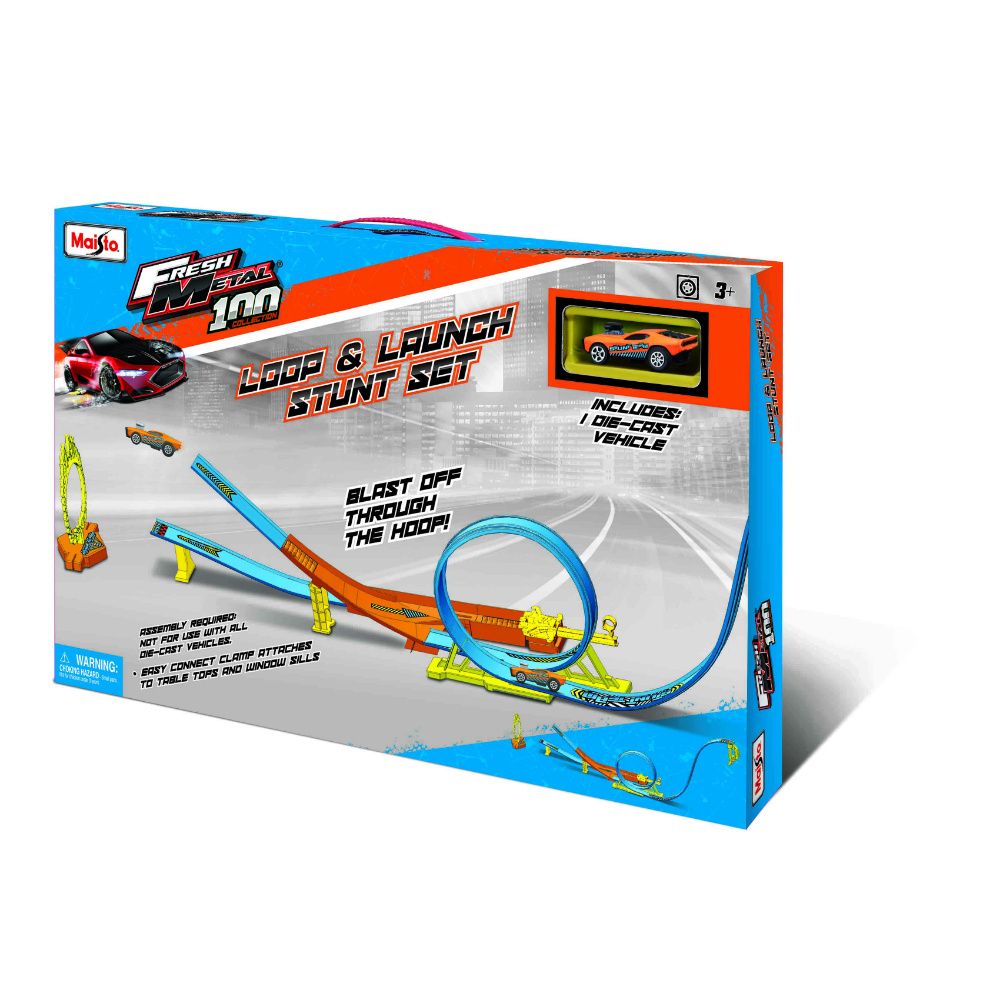 Maisto - Fresh Metal 100 Loop & Launch Stunt Set & Vechicle Toy