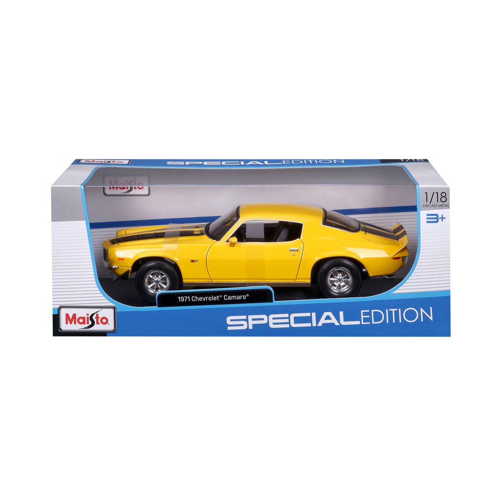 Maisto - 1/18 1971 Chevrolet Camaro Metal Toy Car - Yellow