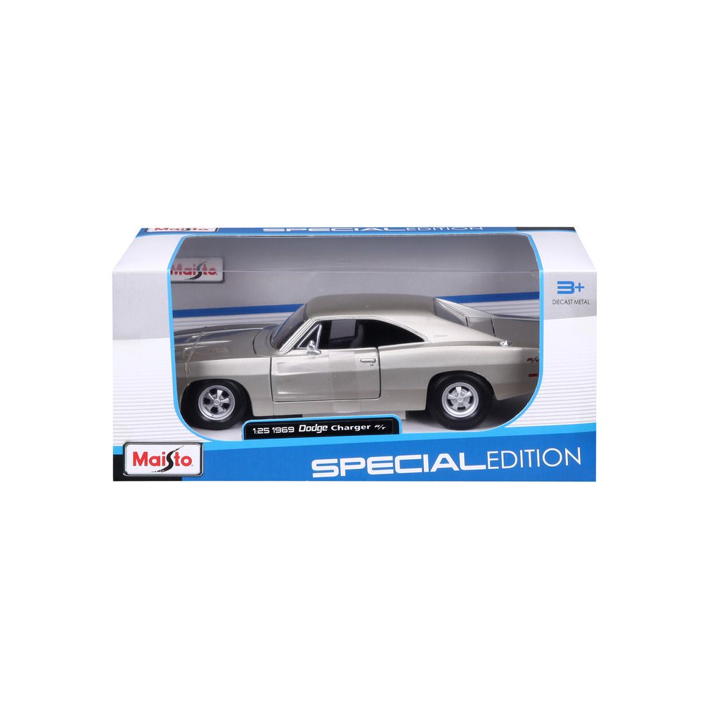 Maisto - 1/24 1969 Dodge Charger Metal Toy Car - Silver