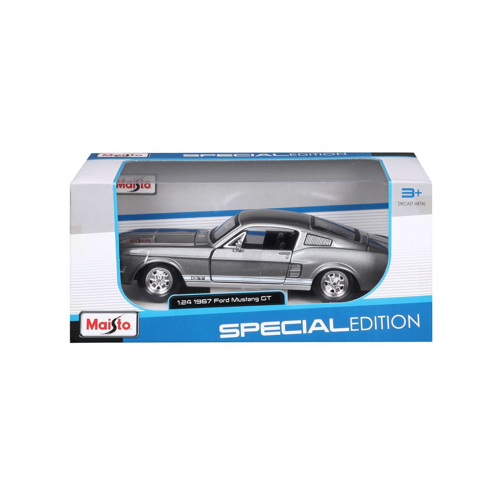 Maisto - 1/24 1967 Ford Mustang GT Metal Toy Car - Grey