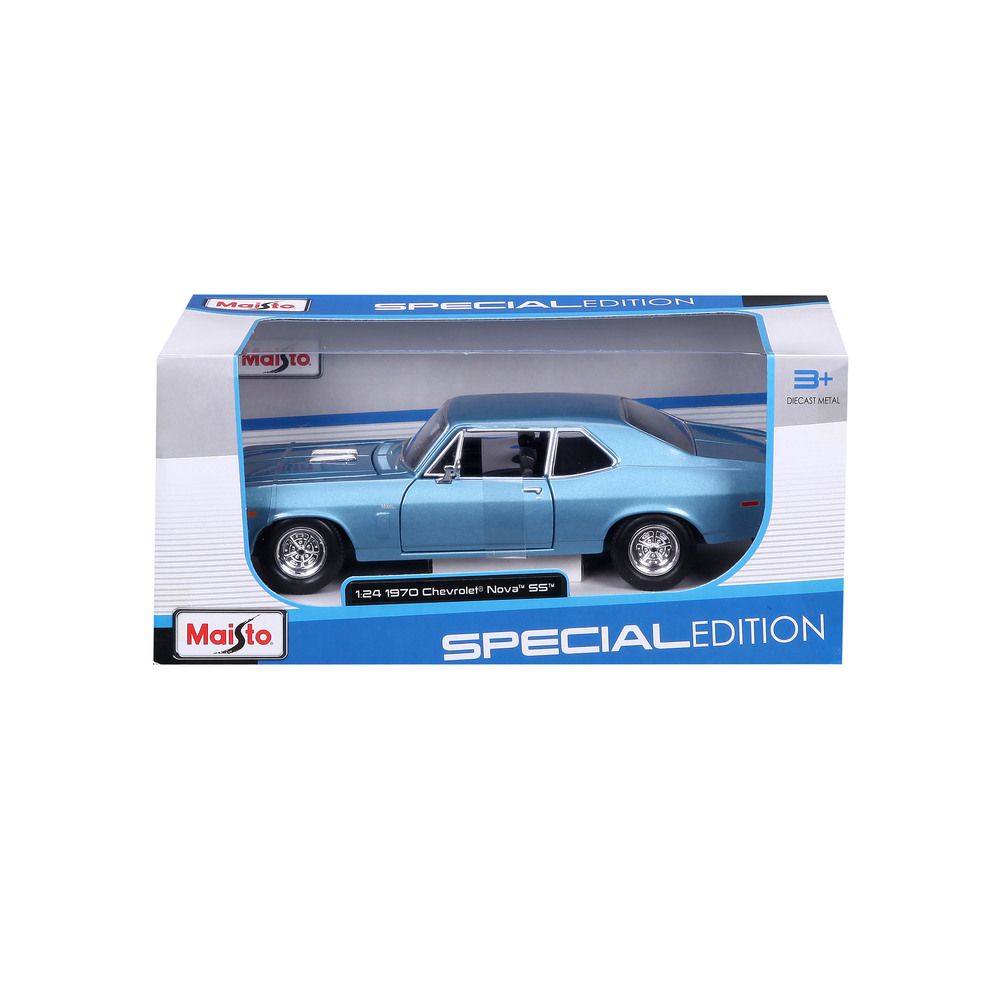 Maisto - 1/24 1970 Chevrolet Nova SS Metal Toy Car - Blue