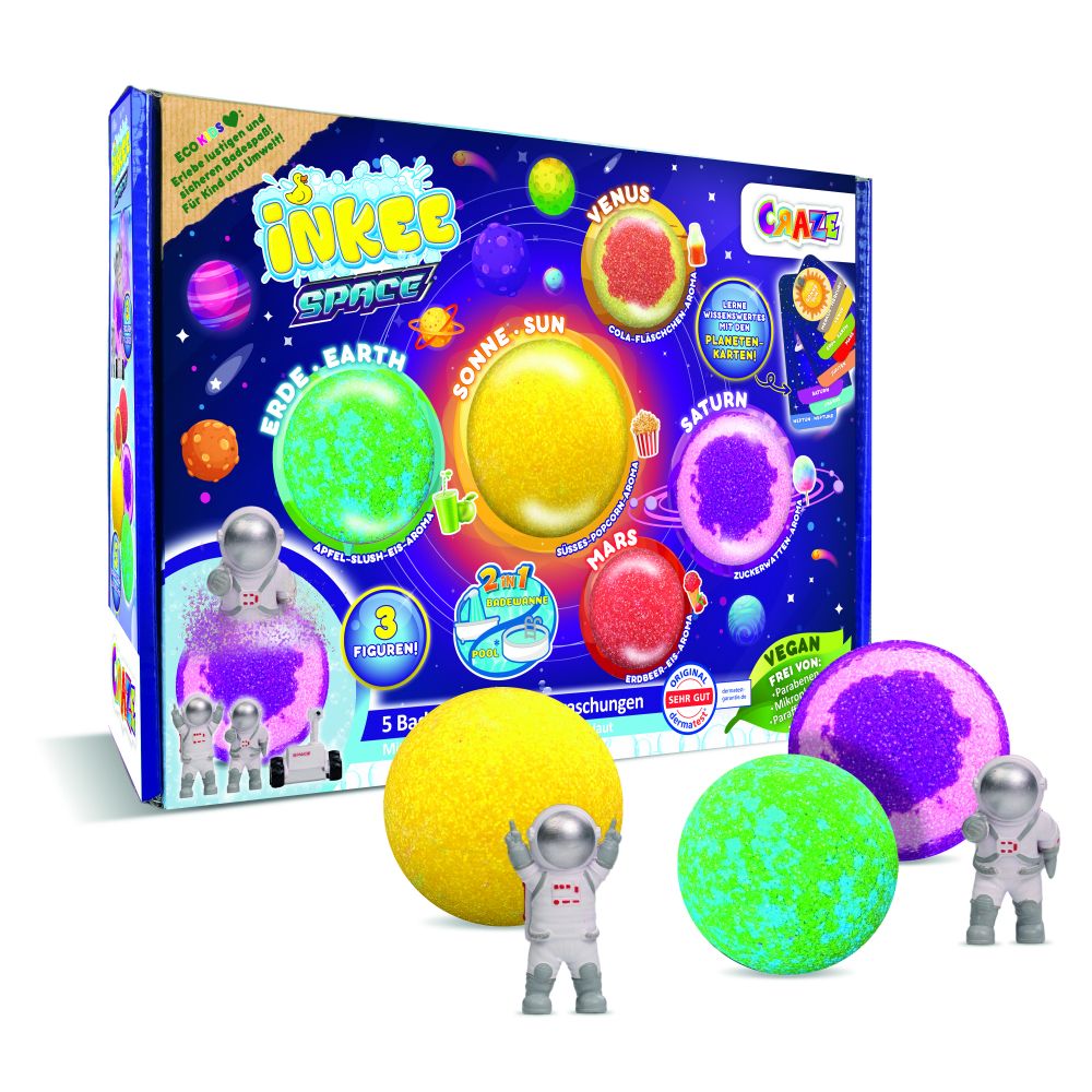 Craze - Inkee Space 5 Bath Bombs And 3 Figures Surprise