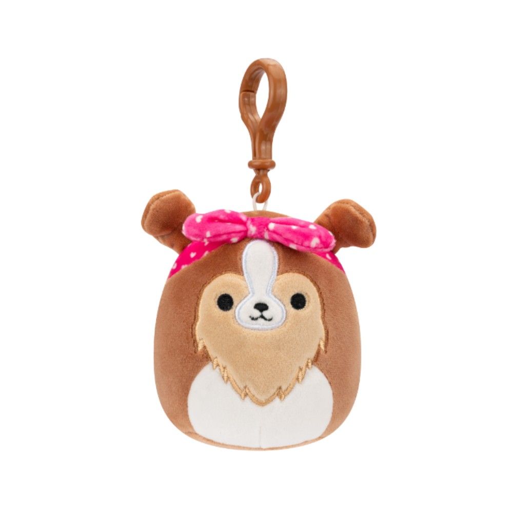 Squishmallows - Little Plush - Clip-On - Andres - Brown Sheltie w/Heart Bandana 3.5"