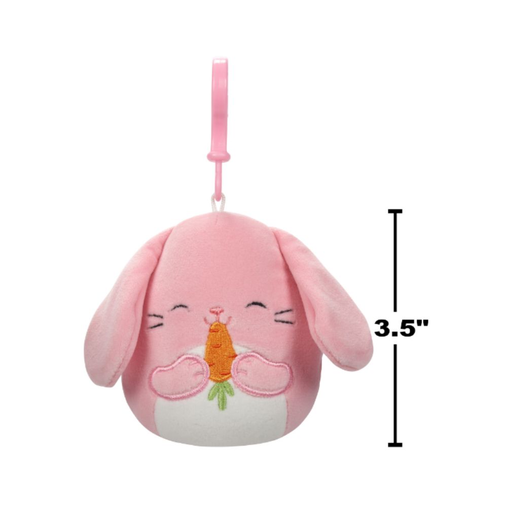 Squishmallows - Bop The Bunny With Carrot Clip-On Plush Toy - 9cm - Pink