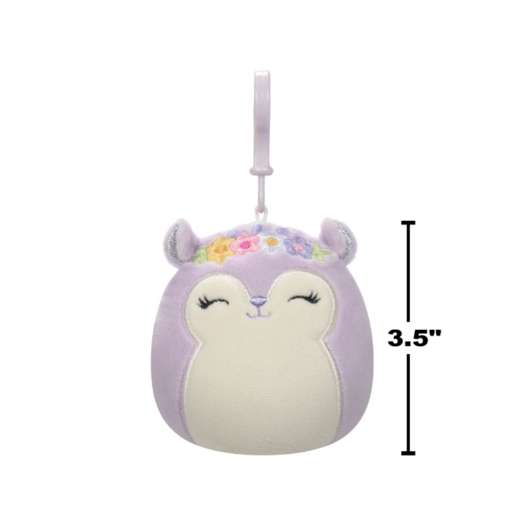 Squishmallows - Sydnee The Squirrel Clip-On Plush Toy - 9cm - Purple