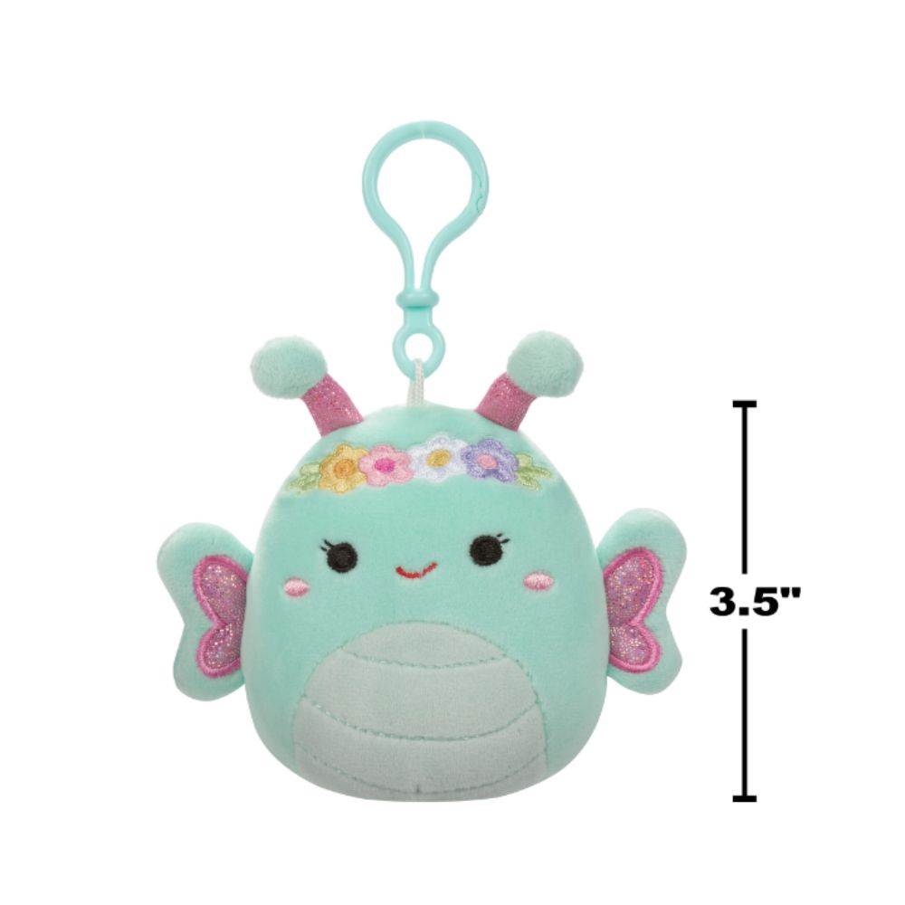 Squishmallows - Reina The Butterfly Clip-On Plush Toy - 9cm - Green