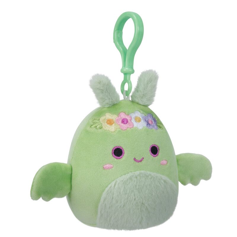 Squishmallows - Tove Mothman Clip-On Plush Toy - Mint Green - 9 cm