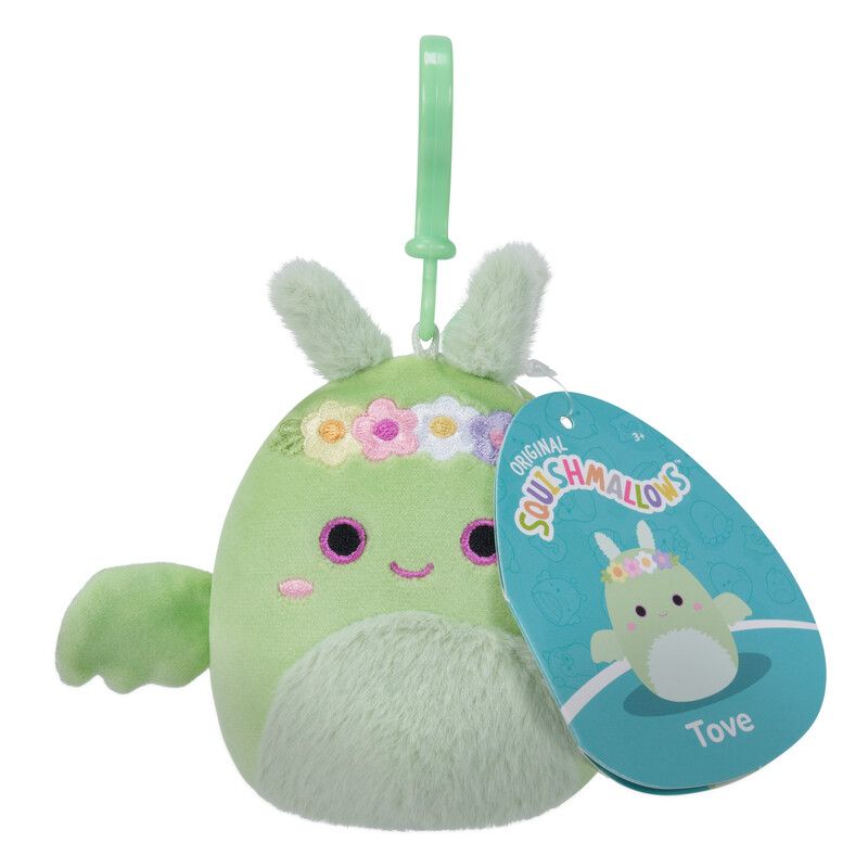 Squishmallows - Tove Mothman Clip-On Plush Toy - Mint Green - 9 cm