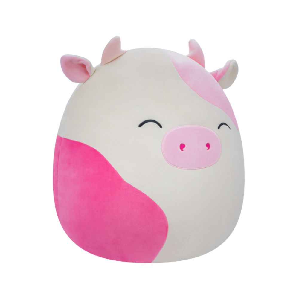 Squishmallows - Caedyn Spotted Cow With Closed Eyes Plush Toy - 40cm - Pink