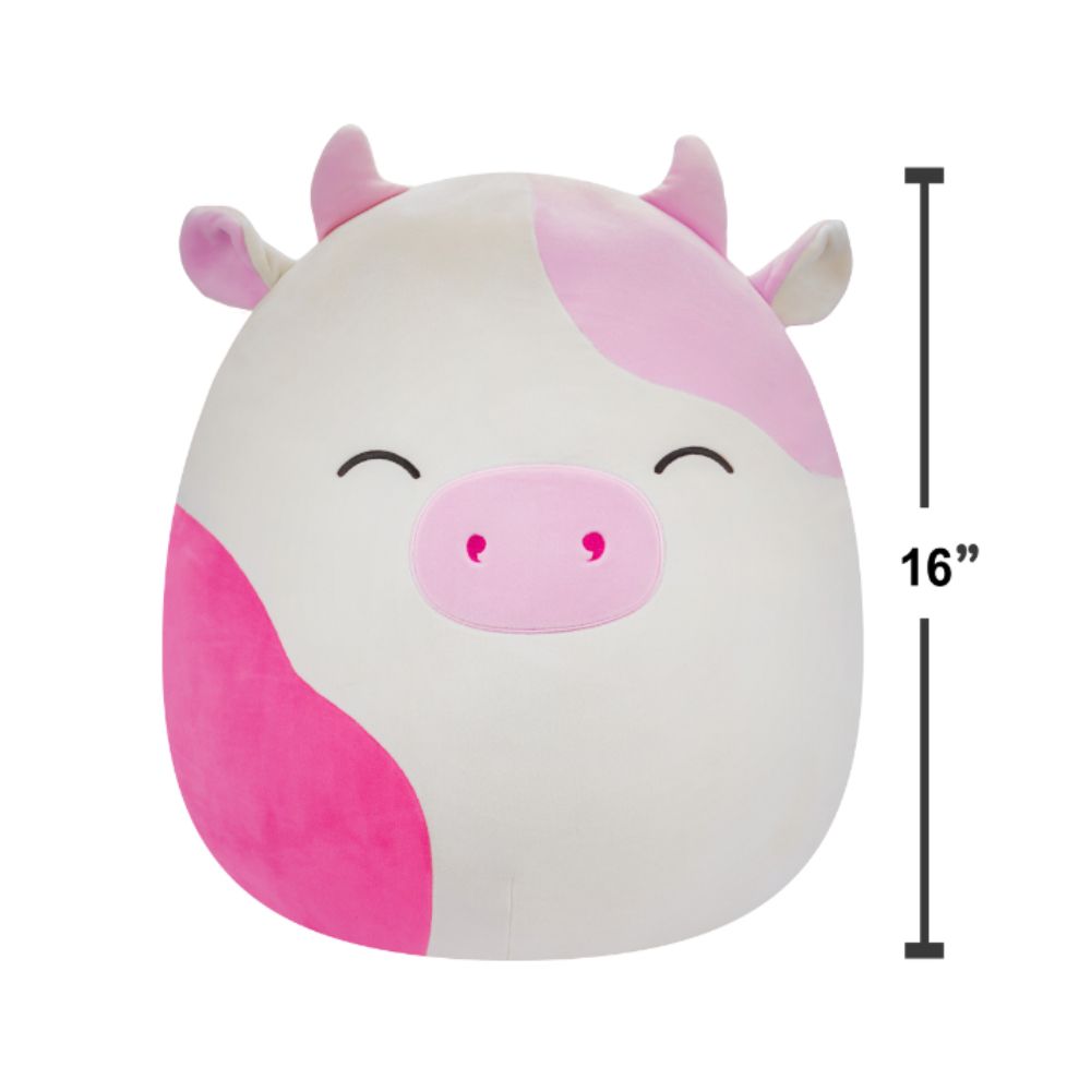 Squishmallows - Caedyn Spotted Cow With Closed Eyes Plush Toy - 40cm - Pink