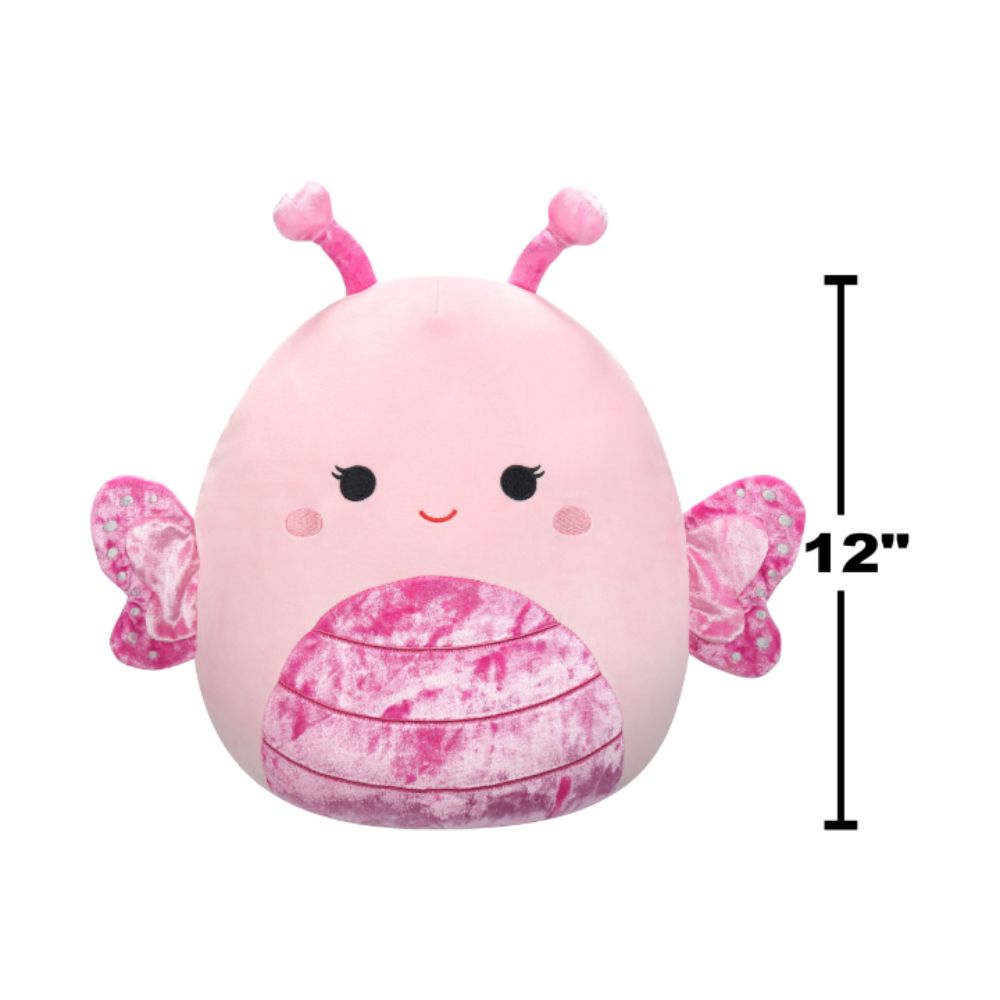 Squishmallows - Light Velvet Butterfly Plush Toy - 30cm - Pink