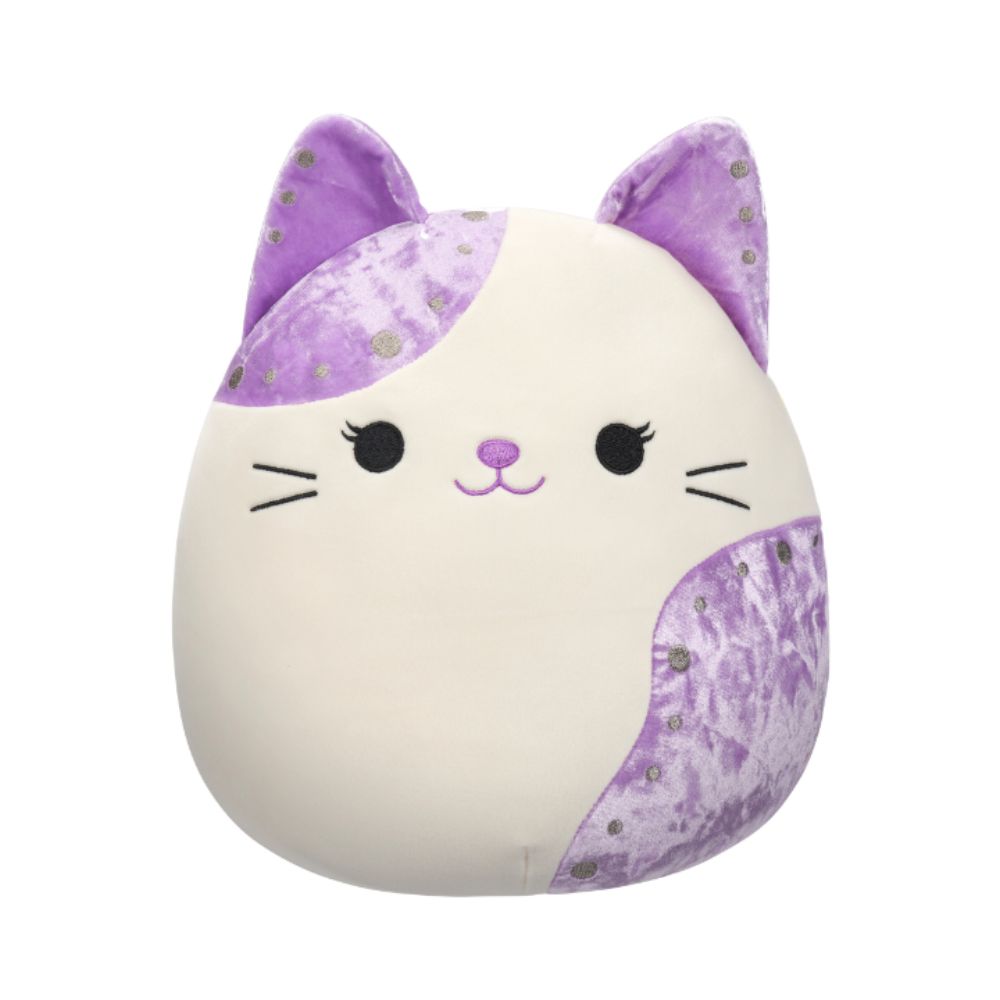 Squishmallows - Velvet Cat With Purple Ears And Spot Plush Toy - 30cm - White/Purple