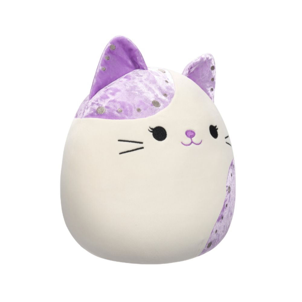 Squishmallows - Velvet Cat With Purple Ears And Spot Plush Toy - 30cm - White/Purple