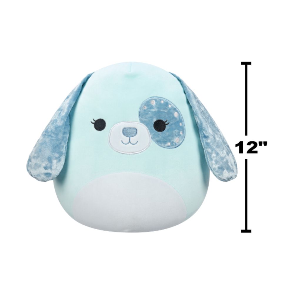 Squishmallows - Velvet Dog With Aqua Ears Plush Toy - 30cm - Light Aqua