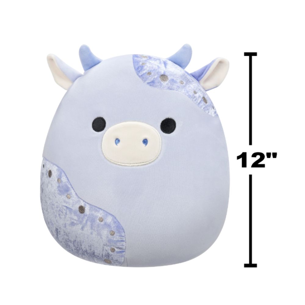 Squishmallows - Velvet Cow With Blue Patches Plush Toy - 30cm - Light Blue