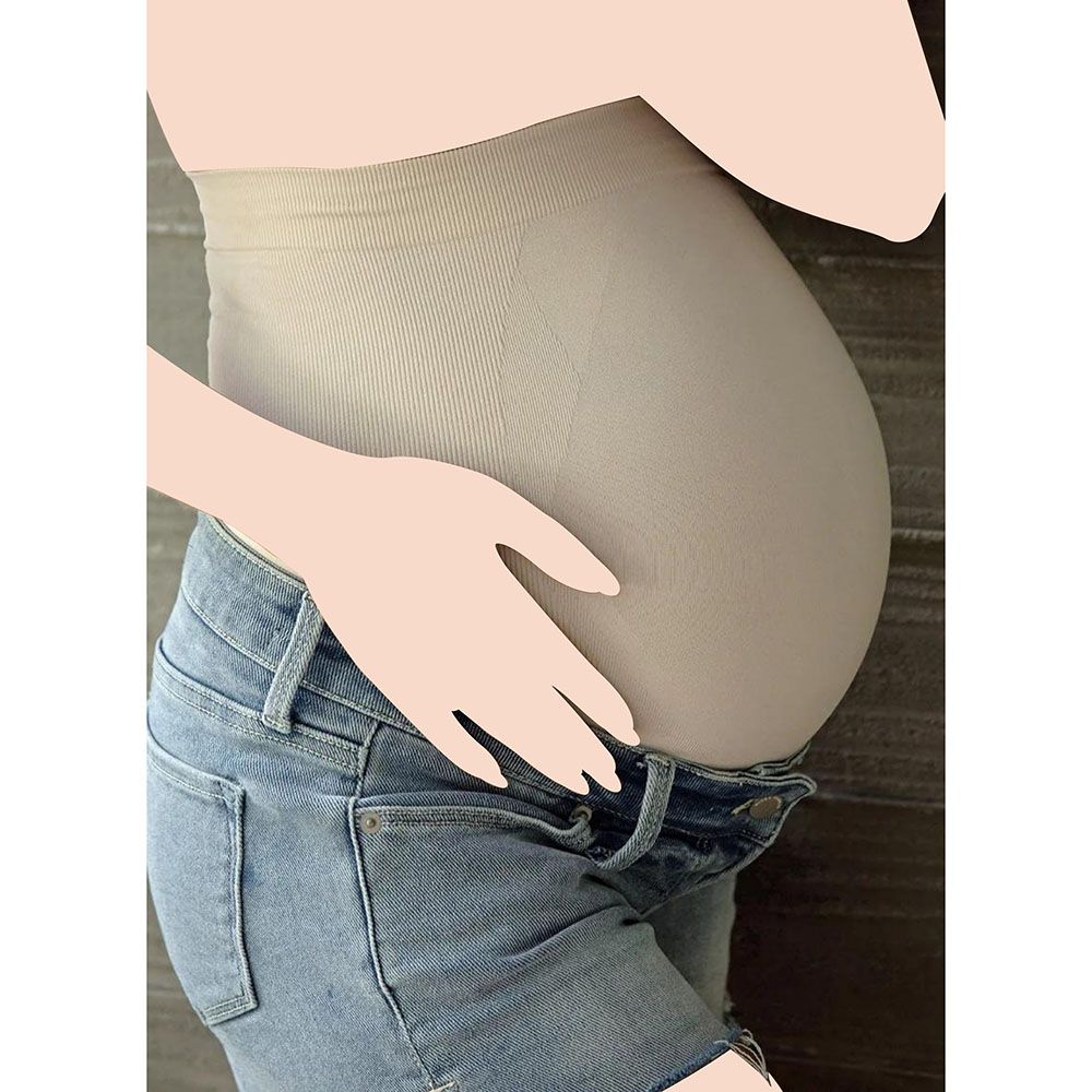 Mums & Bumps - Blanqi - Maternity Belly Support Jeans Shorts - Light Stone Wash