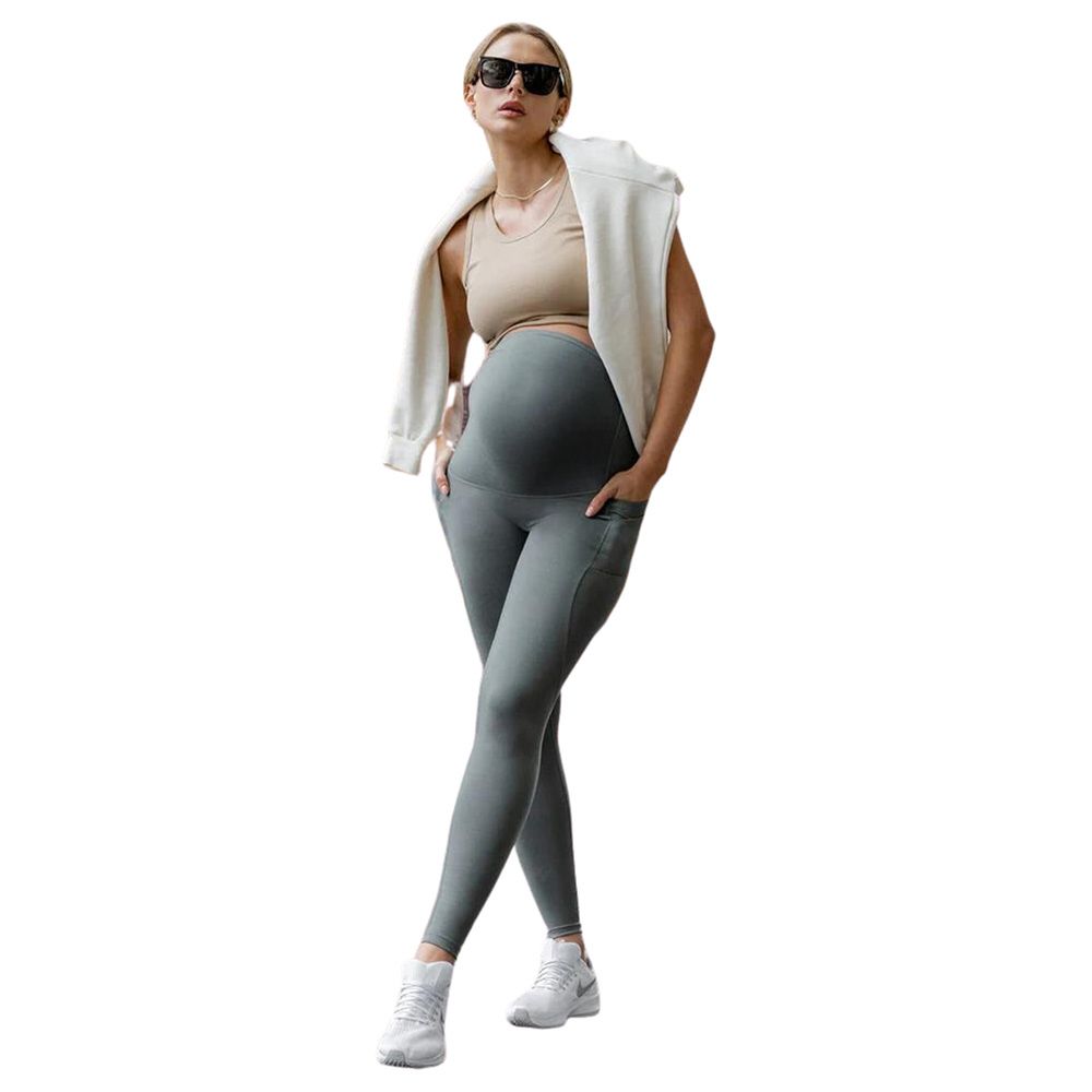 Mums & Bumps - Blanqi - Active Maternity Pocket Leggings - Olive Green