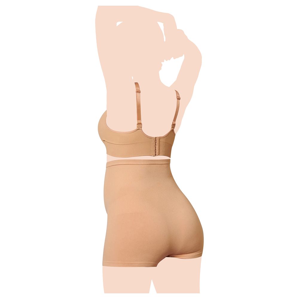 Mums & Bumps - Blanqi - Seamless Maternity Over Belly Support Boy shorts - Nude