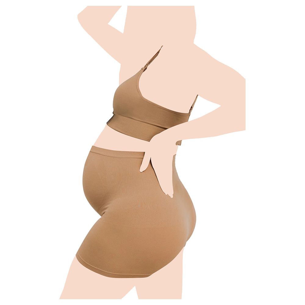 Mums & Bumps - Blanqi - Seamless Maternity Over Belly Support Boy shorts - Nude