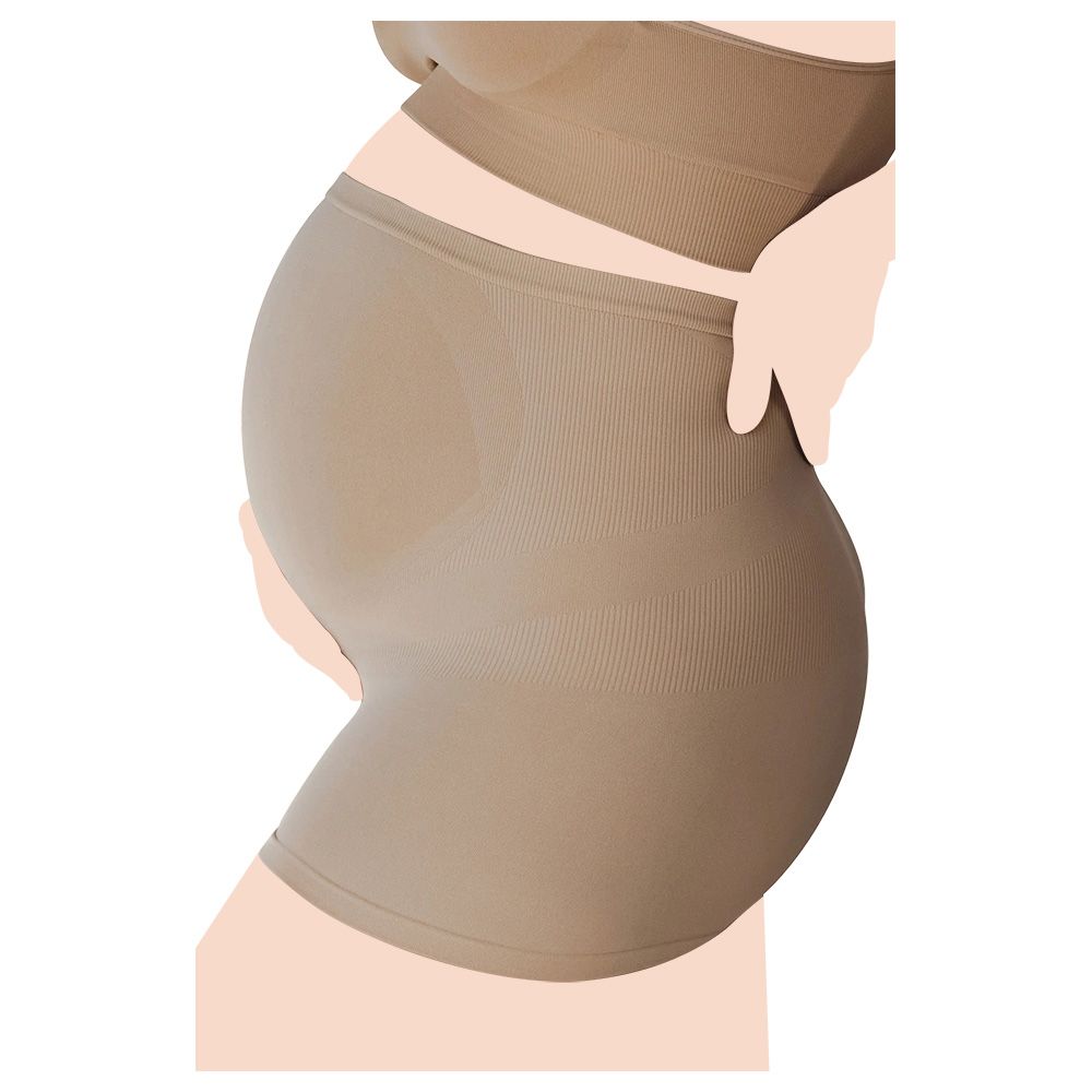 Mums & Bumps - Blanqi - Seamless Maternity Over Belly Support Boy shorts - Nude