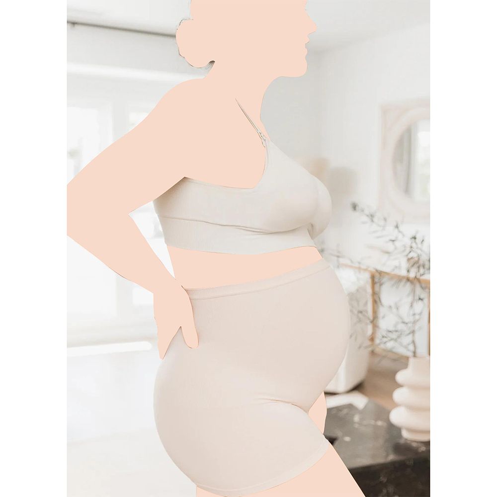 Mums & Bumps - Blanqi - Seamless Maternity Over Belly Support Boy shorts - Pale Peach