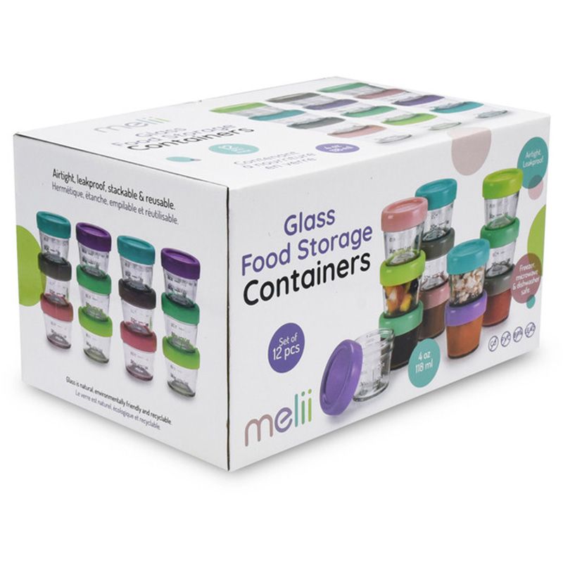 Melii - Glass Food Container - 4oz - 12pcs