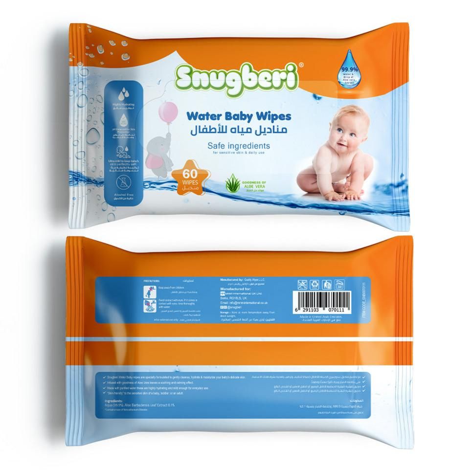 Snugberi - Water Baby Wipes - 60pcs