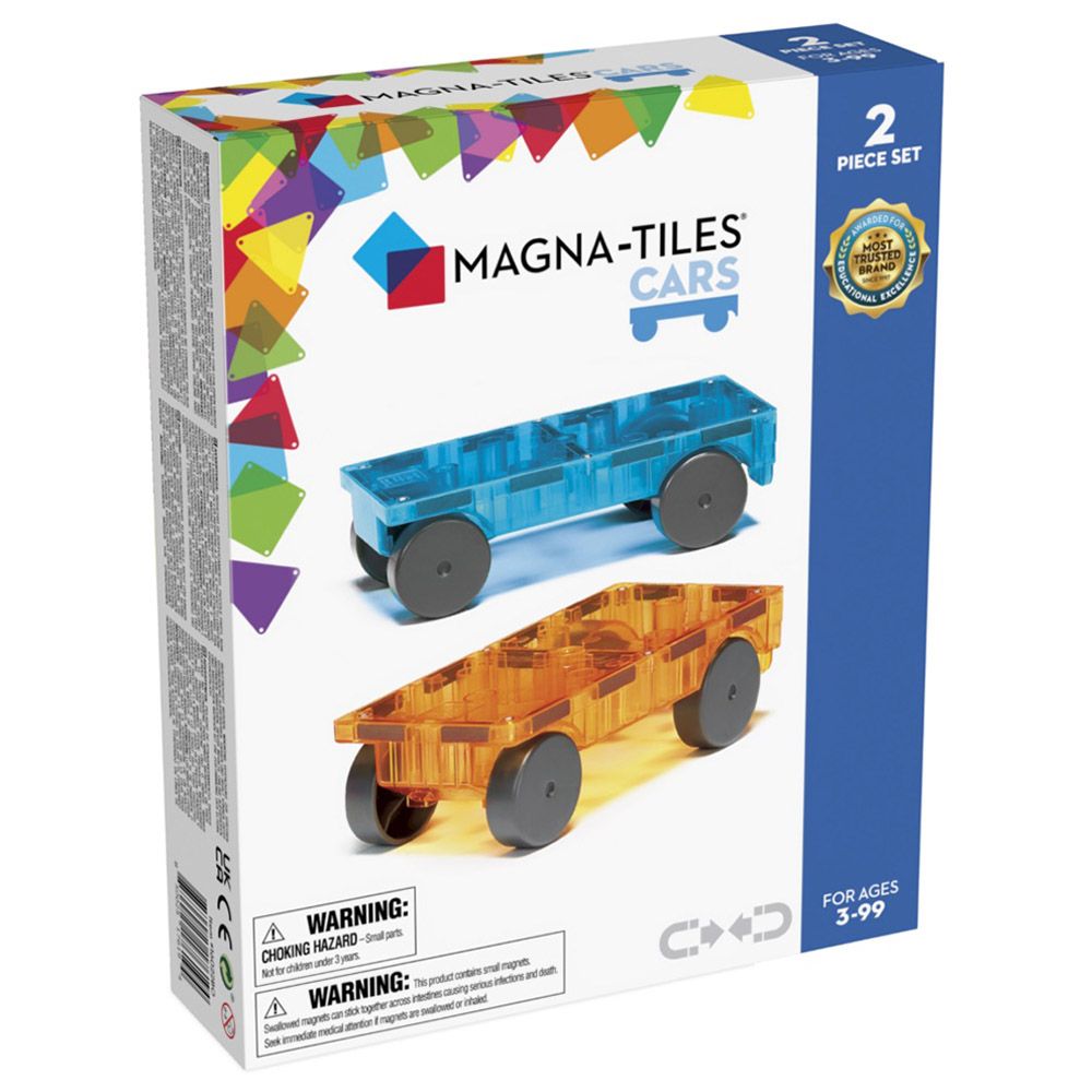 Magna-Tiles - Cars Expansion Set - Blue/Orange - 2pcs