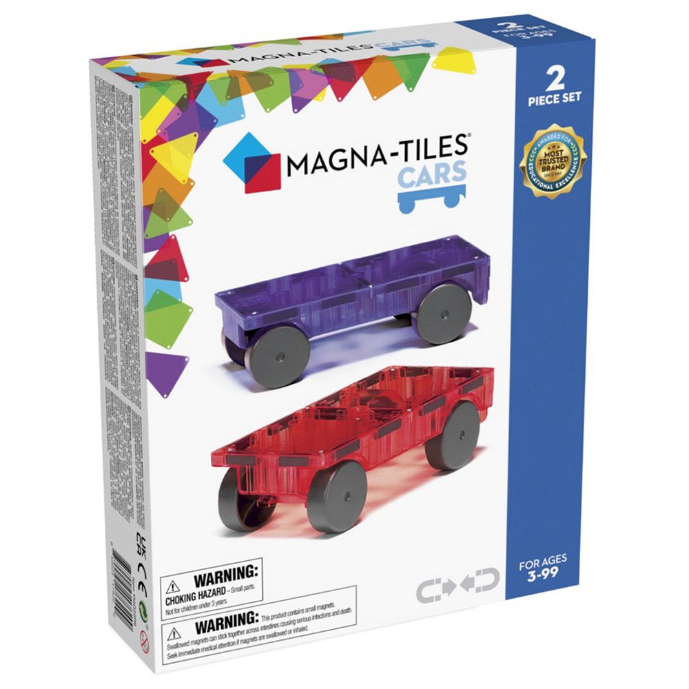 Magna-Tiles - Cars Expansion Set - Purple/Red - 2pcs